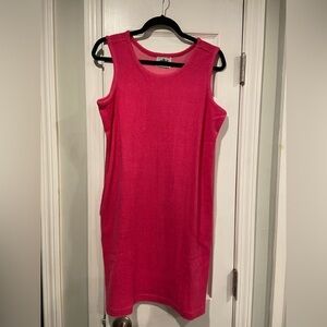 NWOT Metropolitan Size S Bright Pink Terry Cloth Tank Sun Dress Coverup Pockets
